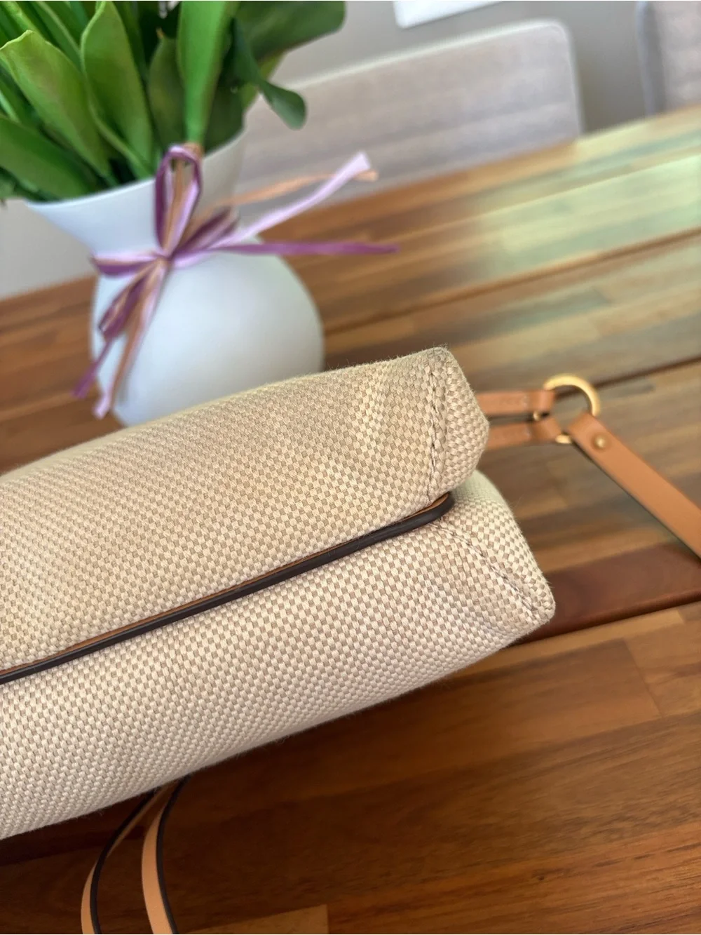 Authentic Tory Burch Miller Canvas Leather Crossbody